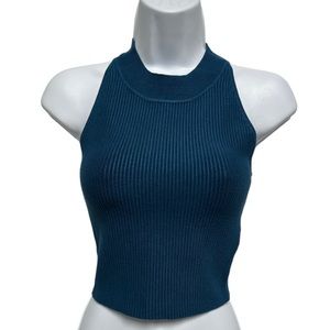 HOUSE OF HARLOW 1960 Teal Sleeveless Ribbed Knit Top Size S